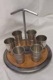 Zinnbecher Tablett